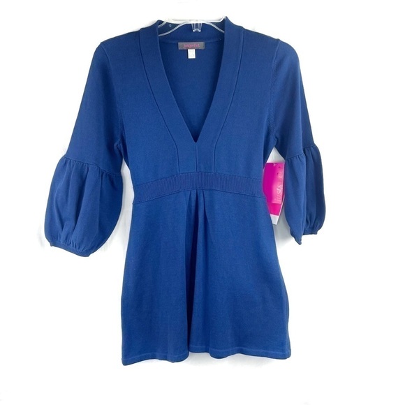 NEW-VINTAGE Just Sweet (A J-Lo Brand) Blue, Cotton, Knit, Tie Back Mini Dress SM - Picture 1 of 16